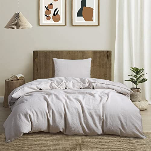 CHUFFED Leinen Bettwäsche 155×220 2teilig Bettwäsche-Sets 100% Naturleinen Bettwäsche-1 Bettbezug 155×220 cm + 1 Kissenbezug 80×80 cm mit Reißverschluss, Weich Atmungsaktiv, Natur Leinen