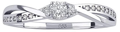 SILVEGO Damen Ring aus Weißgold 14 Karat 585 Brilliance Zirconia Verlobungsring