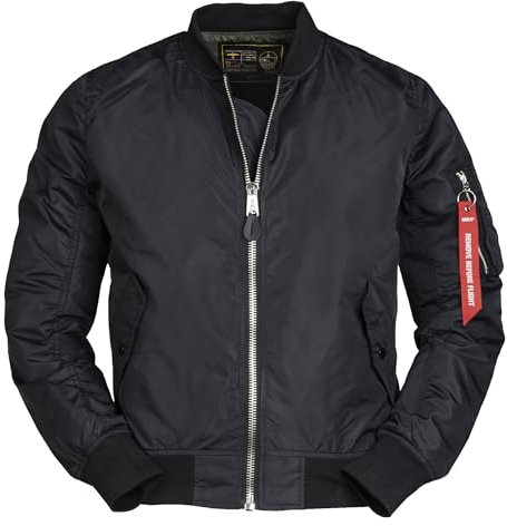 Mil-Tec US Fliegerjacke MA1® Summer • Leichte Herren Bomberjacke im US Air Force Stil • Windfeste Pilotenjacke • Als Herbstjacke, Frühlingsjacke. Übergangsjacke • In Schwarz, Größen S-3XL