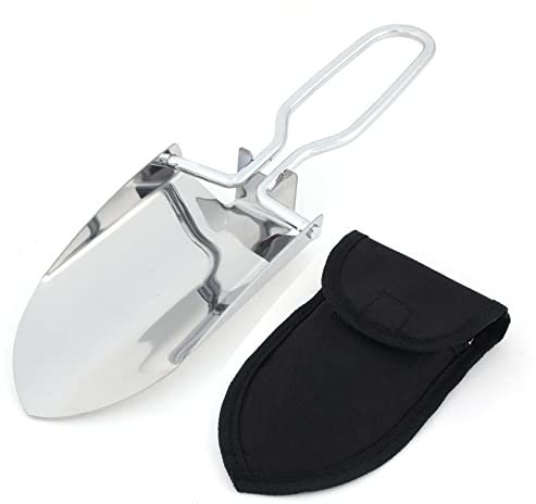WVRLY Pelle de tranchée pliante en acier inoxydable pour camping, mini pelle pliante avec pochette de transport pour extérieur, jardin, randonnée, jardinage