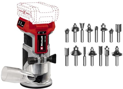 Einhell Professional Akku-Kantenfräse TP-ET 18 Li BL-Solo Power X-Change (18V, Li-Ion, 40 mm Hubhöhe, Brushless-Motor, inkl. 15 tlg. Fräser-Set, ohne Akku & ohne Ladegerät)