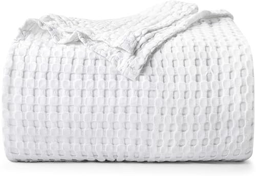 Utopia Bedding White 100% Cotton Waffle Blanket 300 GSM [Full - 90x84 Inch] Soft Lightweight Breathable Bed Blanket for All Season