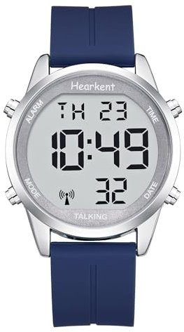 Hearkent Herren Sprechende Uhr Deutsch Ankündigung,Senioren Armbanduhr Sehbehinderte Uhren Blindenuhr,Große Digitale Funkuhr,Durchdachte Geschenke (Silikon Blau)