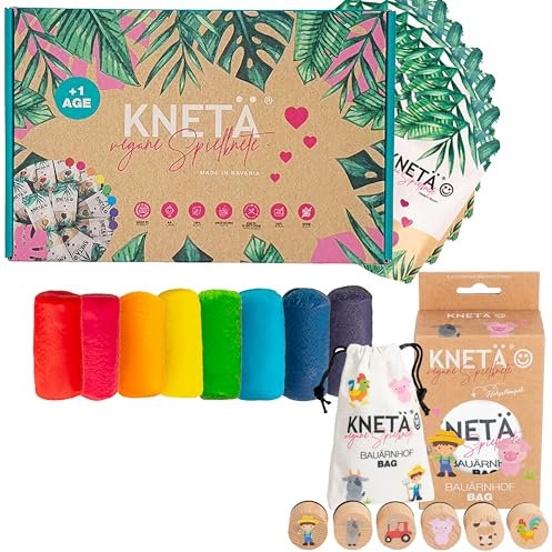 KNETÄ STARTÄR BUNDLES - Vegane Spielknete ab 1 Jahr I Made in Germany I Knetset I Knetzubehör (XS (BAUÄRNHOF))