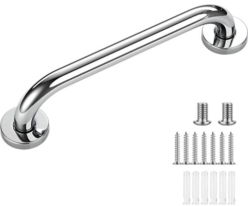 Grab Bar for Bathroom Stainless Steel 12Inch/30CM Bath Grab Shower Safety Handle Hand Rail Support Handrails Towel Holder for Disabled Elderly Mobility Daily Living Aids Come with Mounted Screws