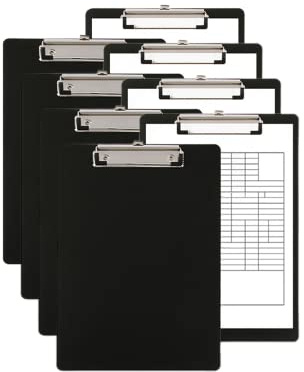 Tavoletta portablocco nera, lavagnetta da ufficio con clip a basso profilo, lavagna da disegno formato A4, strumento per schizzi, 32 x 21,5 cm, cartelle in plastica per infermieri, scuola e progetti