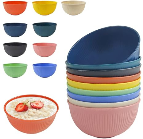 9er Set Müslischalen 700ML–Unzerbrechliche Plastikschüssel aus BPA-freiem Polypropylen–Spülmaschinen&Mikrowellengeeignet–farbenfrohe Müslischale für Frühstück, Salat, Suppe–Ideal für Schüler & Camping