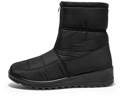 Stivaletti Donna, Popoti Stivali Inverno Caldo Neve Stivaletti Cuneo Mezzo Imbottiti di Stivaletti Antiscivolo Nappa Casual Camminate All'aperto (Nero-A, 39)