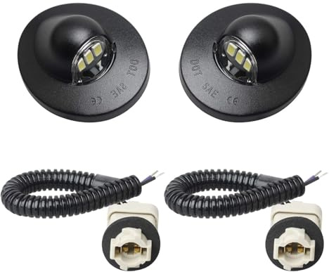 RUXIFEY LED License Plate Light with Socket Wiring Harness Plugs Compatible with Ford F150 F250 F350 F450 F550 Superduty Ranger Explorer Bronco Excursion Expedition, 6500K White