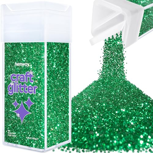 Hemway Craft Glitter Shaker Emerald Green 130g Chunky | for Resin & Epoxy Crafts, Christmas Art Supplies, Nail, Body, Face, Eye, Festival, Crafting, Slime, Sparkle
