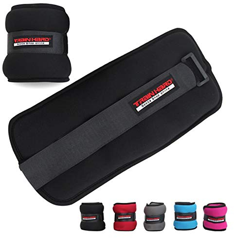 TrainHard 0.5 kg - 2 kg Gewichtsmanschetten für Hand - und Fußgelenke 2er Set - in 4 Varianten Gewichts and 5 Farben Laufgewichte (2 KG - Schwarz)