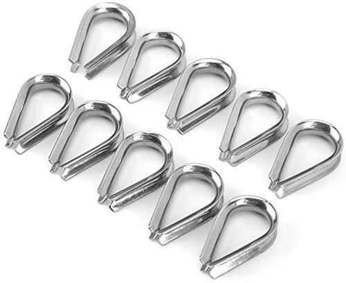 VGEBY Ditali per Morsetto per Fune, 4MM Morsetti per Fune Metallica per Barche in Acciaio Inossidabile Anello di Protezione per Cavi Clip per Ditali Rigidi forniture per la