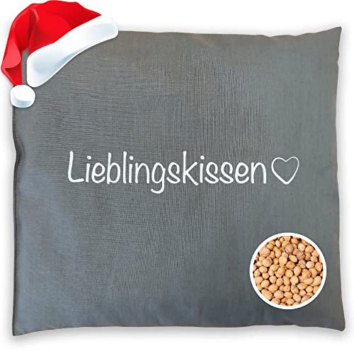 HERBALIND Kirschkernkissen - Lieblingskissen Handmade in Germany - Wärmekissen Wärmflasche Natur Mikrowelle 100% Oeko TEX Baumwolle für Erwachsene Kinder - 550g, 24x25cm (anthrazit)