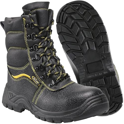 PALLSTAR Aspen S3 - Scarpe da lavoro invernali da uomo S3, resistenti all'acqua, agli acidi e all'olio, antiscivolo, con tecnologia Re-Flect e calda fodera in acrilico, Nero , 40 EU