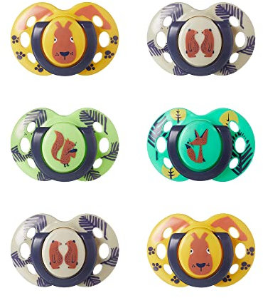 Tommee Tippee Fun Style Beruhigungssauger, Symmetrische Kiefergerechte Form, BPA-freies Silikon, 18-36M, 6er-Set, Gelb