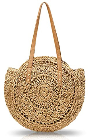 Pahajim Large Tote Bag with Zip Beach Bags for Women Straw Handbag Hand Woven Shoulder Bag for Travel, Holidays and Shopping