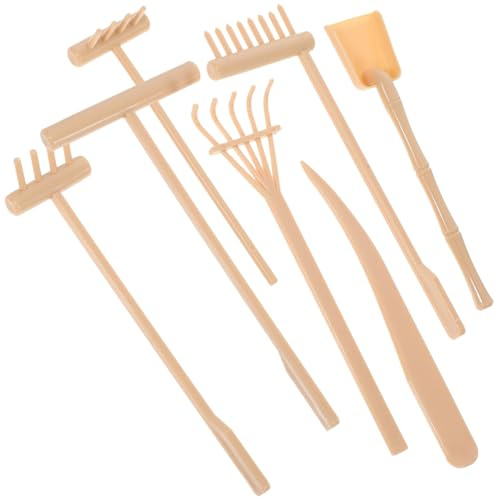 Gadpiparty Zen Garden Rake Set - 7 Mini Plastic Rakes for Diy Sand Designs Compact 5.5 X 2.4 Inches Relaxation and Meditation Tools