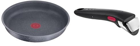 Tefal Ingenio Natural Force Poêle 24 cm, Empilable, Antiadhésive, Induction, Fabriqué en France L3960402 & Ingenio Poignée amovible noire, Empilable, Amovible, Verrouillage