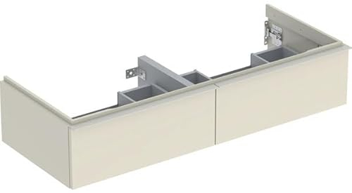 Geberit iCon Unterschrank für Doppelwaschtisch, 2 Schubladen, 118,4x24,7x47,6 cm, 502314, 502.314.JL.1, Farbe: Sand-grau/lackiert hochglänzend