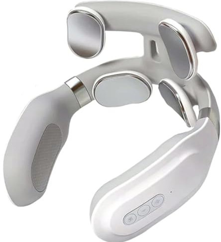 Neck Massage Machine with 4-Head Design – Electric Heated Cervical Spine Massager with Light Vibration Hot Compress – Neck & Shoulder Pain Relief for Home, Office, and Travel – Ergonomic Design