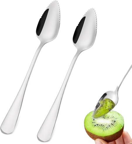 2 cucchiai da pompelmo, cucchiaio da kiwi, cucchiaio da kiwi, cucchiaio da kiwi, cucchiaio da kiwi, cucchiaio con dentellature, cucchiaio da pompelmo in acciaio inox, per kiwi, mele e pompelmi