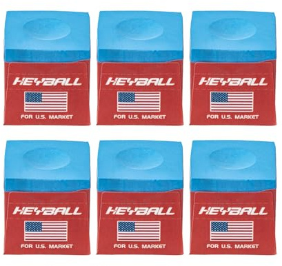 HEYBALL Professional Pool Cue Chalk, 6-Pack Low-Dust High-Grip Billiard Chalk, Long-Lasting Adhesion & Clean Application, Classic Blue, Compatible with Most Cue Tips