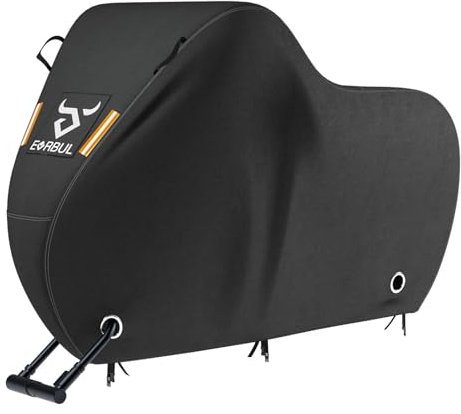 EVRBUL Fahrradabdeckung für 1–2 Fahrräder 210 L x 110 H x 76 B cm (79''L x 30''W x 44''H) Outdoor Wasserdicht mit Schlossöffnung 420D Starkes Gewebe Regen Sonne Windschutz Mountainbike Roadbike EBike
