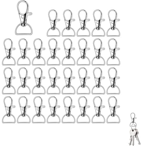 30PCS Llavero Mosquetones Giratorio, Llavero Langosta Giratorio 360° Ganchos de Correa para Bolsa Giro de Cierre de Mosquetón Anillo en D Key Rings Fuerte Resistencia al Rayado para DIY Mochila Bolso