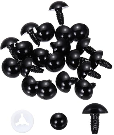 PATIKIL 16mm Occhi di Sicurezza 20 PCS Occhi in Plastica per Artigianato con Pellicola Protettiva E Rondelle per Animali di Peluche Giocattoli all'Uncinetto Bambole DIY Artigianato Nero