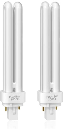 Bonlux Ampoules G24D-2 18W 2 Broches, Lampe Fluorescente Compacte Tube PLC 2U PLC 830 à Économie d'énergie, 3000K Blanc Chaud Non-dimmable pour Salle de Bain, Cuisine, Chambre, Couloirs, 2PCS