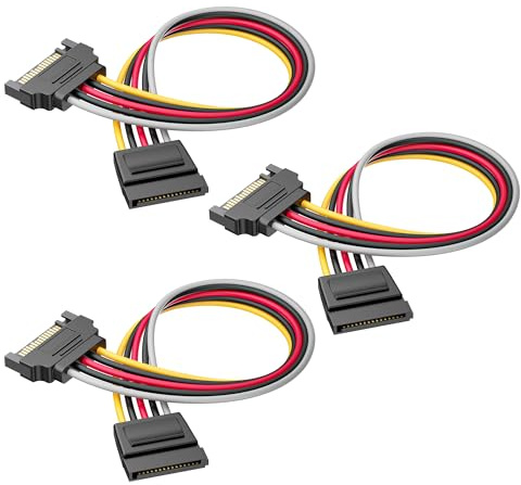 Cable Matters ​3 Paquetes Cable Extensión SATA 3 con 15 Pin - 20 cm