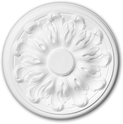 PRO[f]home® - Rosace 156010 Élement pour plafond Élement décorative style Néo-Classicisme blanc Ø 19,3 cm Profhome