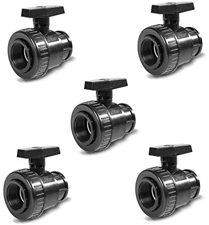 Opengardenweb 5 x Valvola a Sfera in PVC 1 Pollice FF per Sistemi d'Irrigazione| Made in Italy
