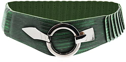 Glamexx24 Elastiskt midjebälte för damer 6 cm brett höftbälte med silverring