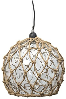 El Mercader del Mar Lámpara de techo marinera con forma de boya náutica de cristal, lampara colgante medida Ø30cm, ideal par decorar espacios con estilo náutico (TRANSPARENTE)