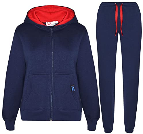 A2Z 4 Kids Plain Tracksuit Contrast - T.S Contrast Trim Navy & Red 13.