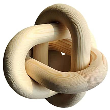 LOVIVER Bohemian Wood Chain Link Sculpture Knot Decor Shelf Decor Wooden Decorative Farmhouse Party Living Room Bedroom, Beige