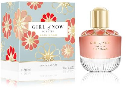Elie Saab Girl of Now Forever 50 ml – Eau de Parfum für Frauen – Blumig-fruchtiger Duft – Prickelnde Noten von Himbeere, Zitrusfrüchten, Rose, Mandelblüte und Patschuli – Transparenter Glasflakon