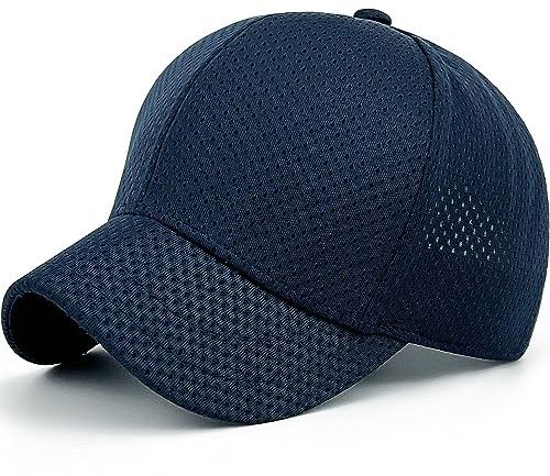 Loneshark Womens Full Mesh Breathable Structured Baseball Cap for Running Mens Summer Quick Dry Moisture Wicking Golf Hat Short Bill Navy