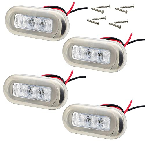 Hsthe Sea 4PCS Luci per yacht Luci per barche Accessori per barche Illuminazione per cabina di poppa impermeabile per la pesca Pontone Barca a vela Kayak Yacht Bass Boat Ship -White