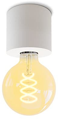 SSC-LUXon NAMBI Deckenlampe klein rund inkl. Leuchtmittel E27 Vintage LED Filament - Aufbauleuchte weiß dimmbar extra warmweiß