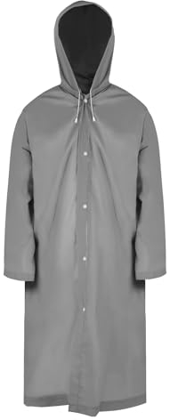 welsberg 1x Raincoat Rain Poncho with Hood and Sleeves Reusable Waterproof Rainwear for Adults Unisex, silver, one size