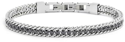 MARLU' Bracciale tennis 2,5mm con catena grumetta Unisex 31BR0002N (L: Lunghezza totale 21cm regolabile da 21 a 20 cm)