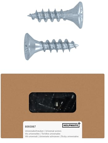 HELPMATE - Viti per giunzioni in legno 4,0x16 mm zincate galvanicamente - 250 pezzi Viti universali testa svasata con innesto PZ2 e filetto intero - per il fissaggio di ferramenta su legno