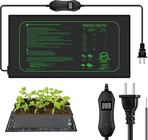 LYPPUL Heizmatte Pflanzen mit Thermostat, Reptil Dragon Temperatur Heizkissen, 50W Zimmergewächshaus Wärmematte, Sämlinge Heizmatte für Sämling Germination und Haustier(25 * 52CM)