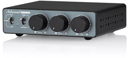 Nobsound NS-13G MAX 300Wx2 Stereo Verstärker mit Phono Eingang – HiFi Mini Endstufe der Klasse D für Heimkino, Plattenspieler, Studiomonitor | TPA3255, RCA/MM-Eingänge, Bass-/Höhenregelung (DC 48V)