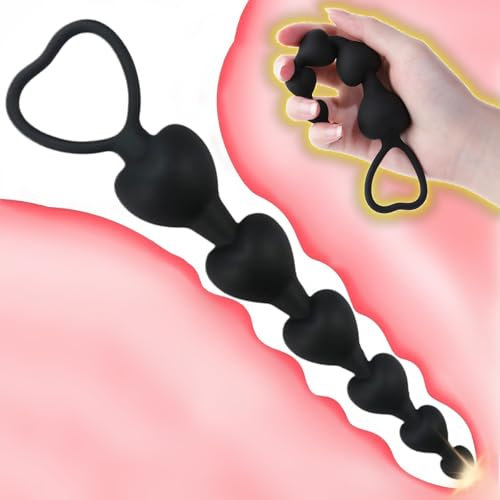 18 cm Analkugeln Herzform Silikon Anal Beads mit 6 Kugeln Analkette mit Griffen Analplug Analmasturbator Männer Analspielzeuge Anal balls Analsexspielzeug für Frauen Männer Paare(6⌀1-3,1 cm)