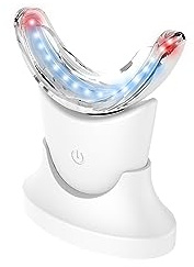 Floverkity Kit de Blanchiment Dentaire Professionnel Kit Blanchiment Dentaire Maison avec Lumière LED 24 Bleue & 8 Rouge 4 GelsSûr,Sans Douleur Élimine les Taches de Café/Thé/Vin