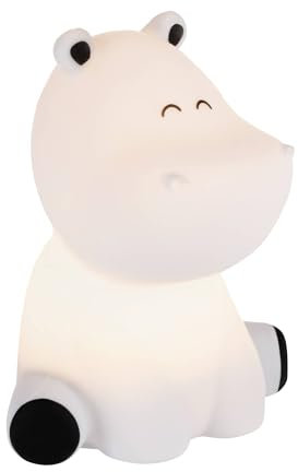 Eglo Lampada da notte a LED Castellino, luce notturna comodino batteria, decorazione per la cameretta dei bambini, funzione touch, forma di ippopotamo, blu, colore luce: bianco caldo, RGB