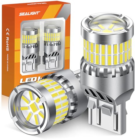 SEALIGHT 7440 7443 LED Bulbs Reverse Lights, Upgraded T20 7444 7441 W21W 992 LED 56-SMD with Projector Lens for Backup Tail Brake Parking Lights, 6000K White, Pack of 2